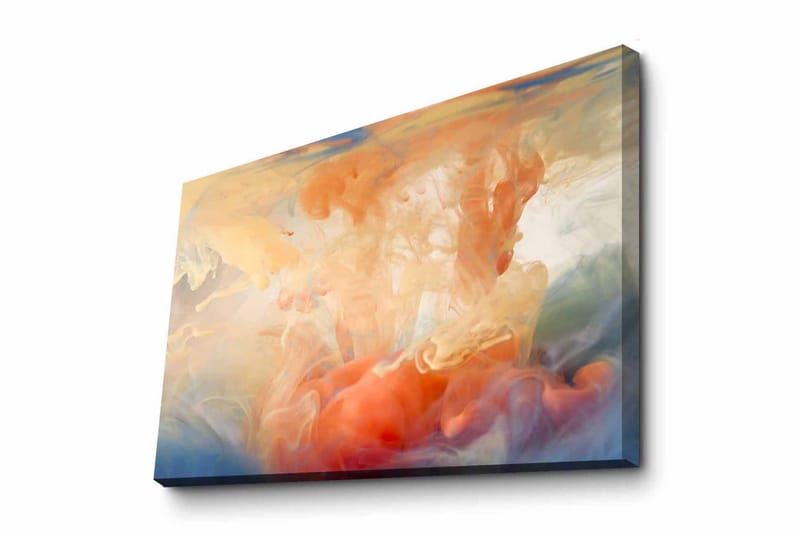 Lærredsbillede - Abstrakt komposition med farvede dønninger, Orange / Blå / Beige