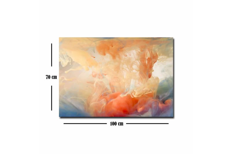 Lærredsbillede - Abstrakt komposition med farvede dønninger - Orange / Blå / Beige - Boligtilbehør - Billeder & kunst - Billeder på lærred
