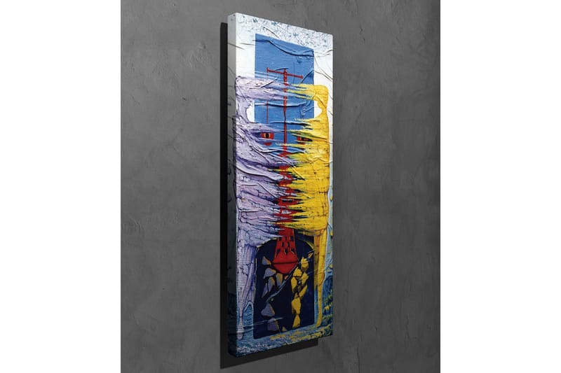 Lærredsbillede - Abstrakt komposition med farverige former og linjer - Lilla / Gul / Blå - Boligtilbehør - Billeder & kunst - Billeder på lærred