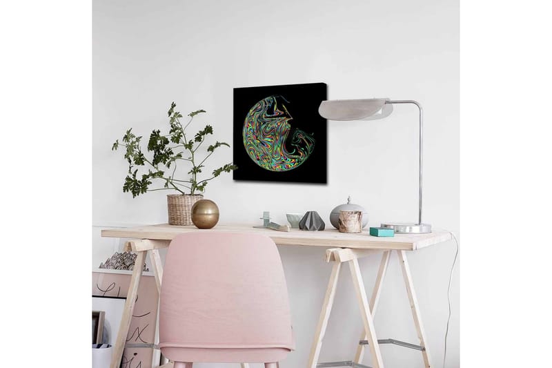 Lærredsbillede - Abstrakt komposition med farverige gynger - Lilla / Grøn / Gul - Boligtilbehør - Billeder & kunst - Billeder på lærred