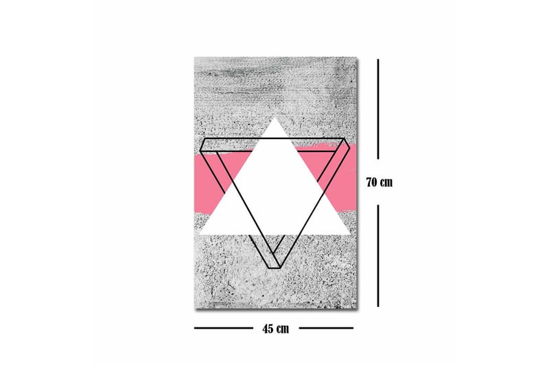 Lærredsbillede - Abstrakt komposition med geometriske former - Grå / Hvid / Lyserød - Boligtilbehør - Billeder & kunst - Billeder på lærred