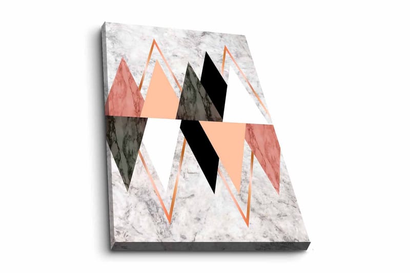 Lærredsbillede - Abstrakt komposition med geometriske former i kontrastfarver, Sort / Lyserød / Beige