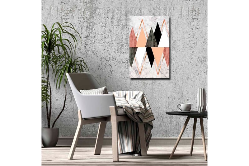 Lærredsbillede - Abstrakt komposition med geometriske former i kontrastfarver - Sort / Lyserød / Beige - Boligtilbehør - Billeder & kunst - Billeder på lærred