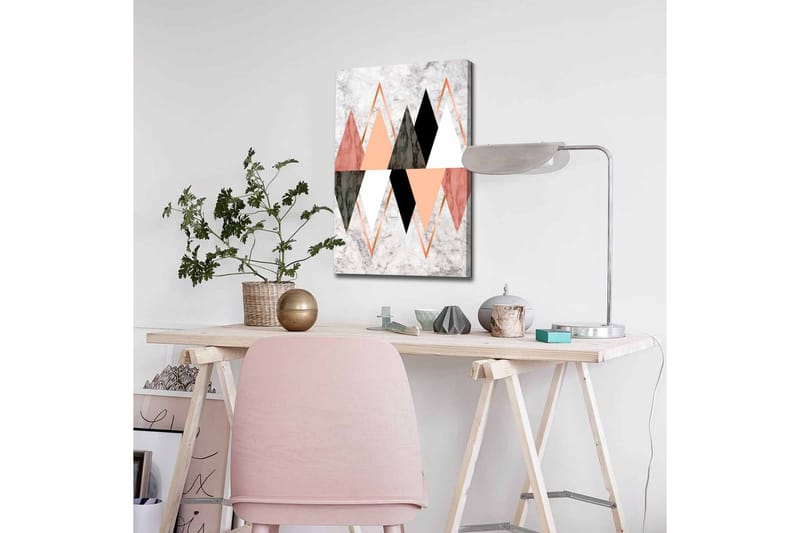 Lærredsbillede - Abstrakt komposition med geometriske former i kontrastfarver - Sort / Lyserød / Beige - Boligtilbehør - Billeder & kunst - Billeder på lærred