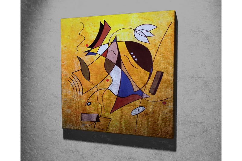 Lærredsbillede - Abstrakt komposition med geometriske former og dynamiske linjer - Gul / Blå / Rød - Boligtilbehør - Billeder & kunst - Billeder på lærred