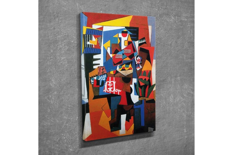 Lærredsbillede - Abstrakt komposition med geometriske former og stærke farver - Rød / Blå / Gul - Boligtilbehør - Billeder & kunst - Billeder på lærred