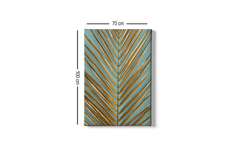 Lærredsbillede - Abstrakt komposition med gyldne bladformer - Guld / Turkis - Boligtilbehør - Billeder & kunst - Billeder på lærred