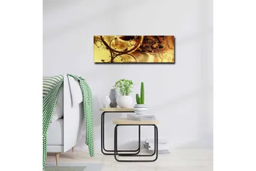 Lærredsbillede - Abstrakt komposition med gyldne og brune mønstre - Guld / Mørkebrun - Boligtilbehør - Billeder & kunst - Billeder på lærred