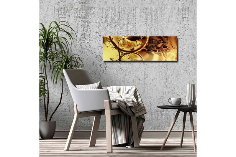 Lærredsbillede - Abstrakt komposition med gyldne og brune mønstre - Guld / Mørkebrun - Boligtilbehør - Billeder & kunst - Billeder på lærred