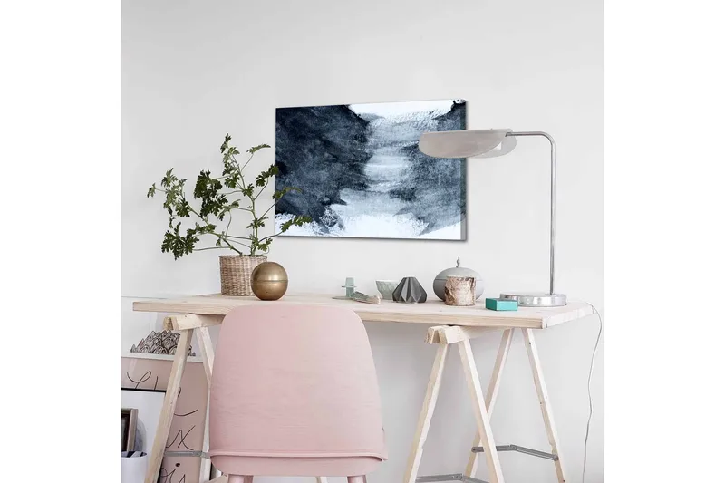 Lærredsbillede - Abstrakt komposition med mørke og lyse nuancer - Mørkeblå / Hvid / Grå - Boligtilbehør - Billeder & kunst - Billeder på lærred