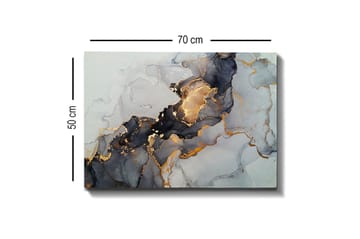 Lærredsbillede - Abstrakt komposition med sorte og gyldne elementer - Sort / Guld / Grå - Boligtilbehør - Billeder & kunst - Billeder på lærred