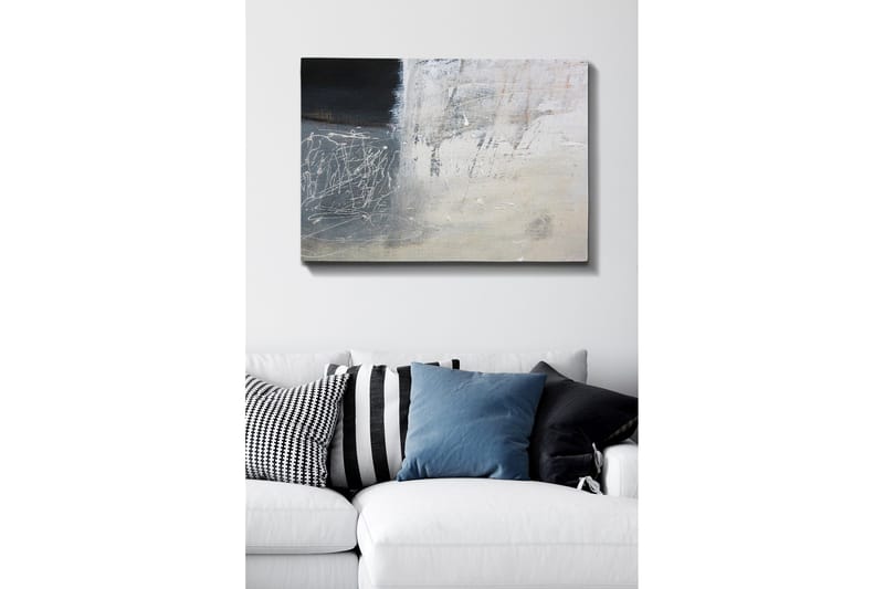 Lærredsbillede - Abstrakt komposition med sorte og hvide elementer - Sort / Hvid / Grå - Boligtilbehør - Billeder & kunst - Billeder på lærred