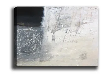 Lærredsbillede - Abstrakt komposition med sorte og hvide elementer - Sort / Hvid / Grå - Boligtilbehør - Billeder & kunst - Billeder på lærred