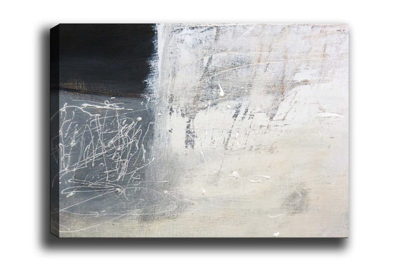 Lærredsbillede - Abstrakt komposition med sorte og hvide elementer, Sort / Hvid / Grå