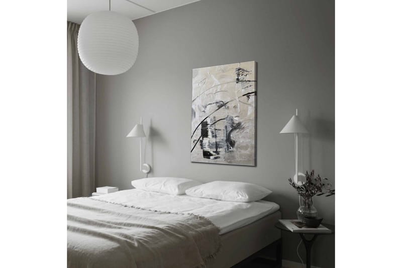 Lærredsbillede - Abstrakt komposition med sorte og hvide linjer - Sort / Hvid / Grå - Boligtilbehør - Billeder & kunst - Billeder på lærred