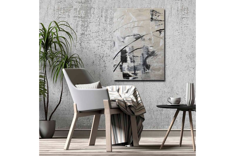 Lærredsbillede - Abstrakt komposition med sorte og hvide linjer - Sort / Hvid / Grå - Boligtilbehør - Billeder & kunst - Billeder på lærred