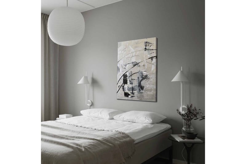 Lærredsbillede - Abstrakt komposition med sorte og hvide linjer - Sort / Hvid / Grå - Boligtilbehør - Billeder & kunst - Billeder på lærred