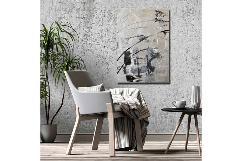 Lærredsbillede - Abstrakt komposition med sorte og hvide linjer - Sort / Hvid / Grå - Boligtilbehør - Billeder & kunst - Billeder på lærred