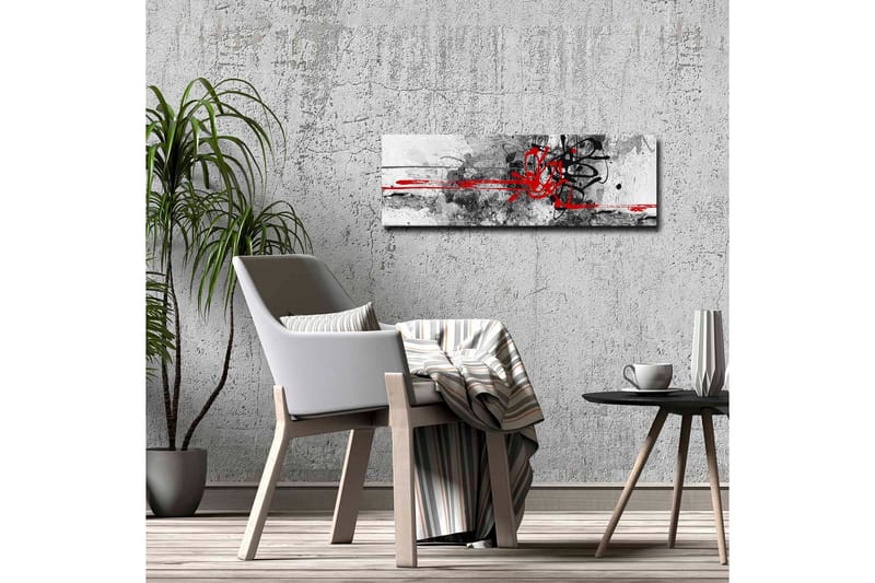 Lærredsbillede - Abstrakt komposition med sorte og røde linjer - Rød / Sort / Grå - Boligtilbehør - Billeder & kunst - Billeder på lærred