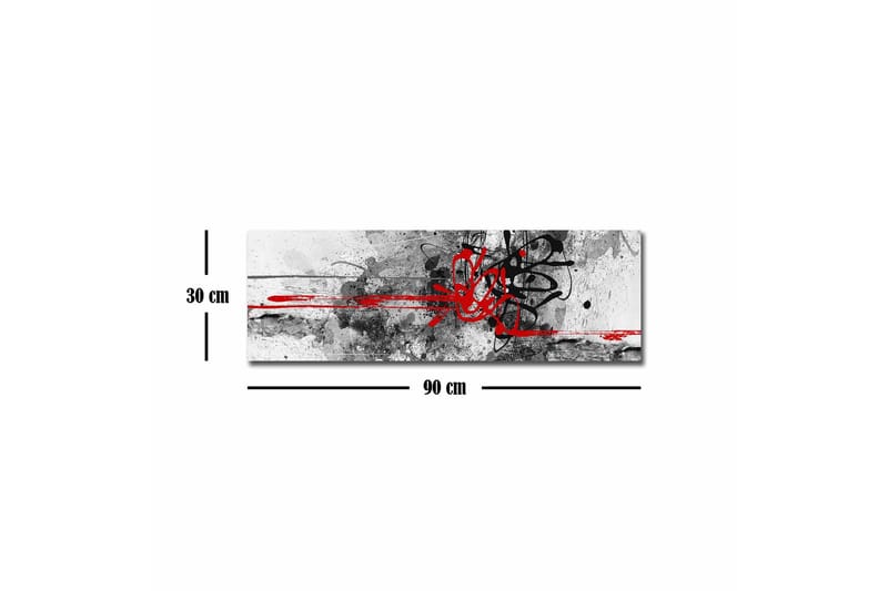 Lærredsbillede - Abstrakt komposition med sorte og røde linjer - Rød / Sort / Grå - Boligtilbehør - Billeder & kunst - Billeder på lærred