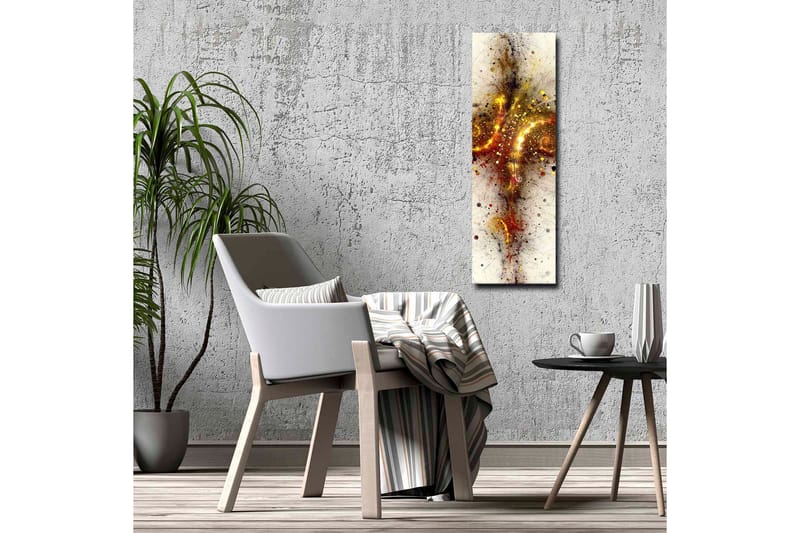 Lærredsbillede - Abstrakt komposition med spiraler og stjernelignende elementer - Guld / Rød / Sort - Boligtilbehør - Billeder & kunst - Billeder på lærred