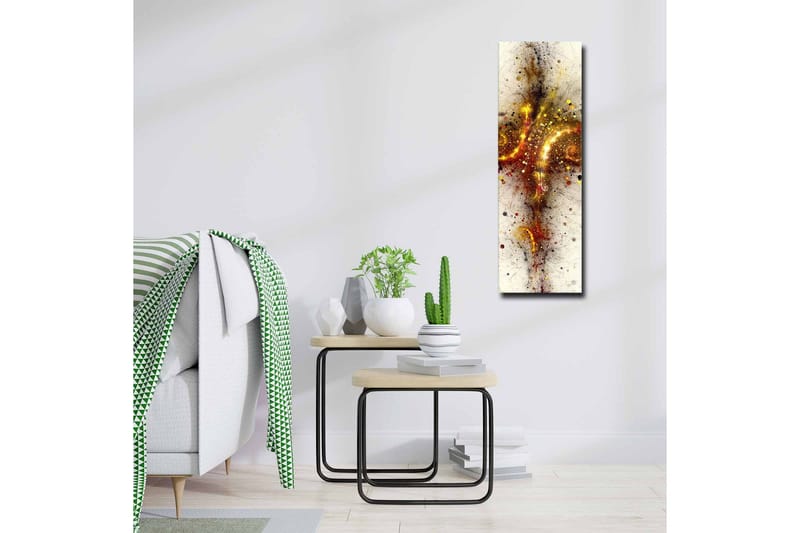 Lærredsbillede - Abstrakt komposition med spiraler og stjernelignende elementer - Guld / Rød / Sort - Boligtilbehør - Billeder & kunst - Billeder på lærred