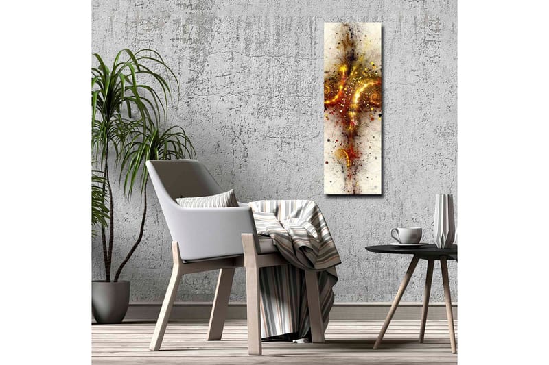 Lærredsbillede - Abstrakt komposition med spiraler og stjernelignende elementer - Guld / Rød / Sort - Boligtilbehør - Billeder & kunst - Billeder på lærred