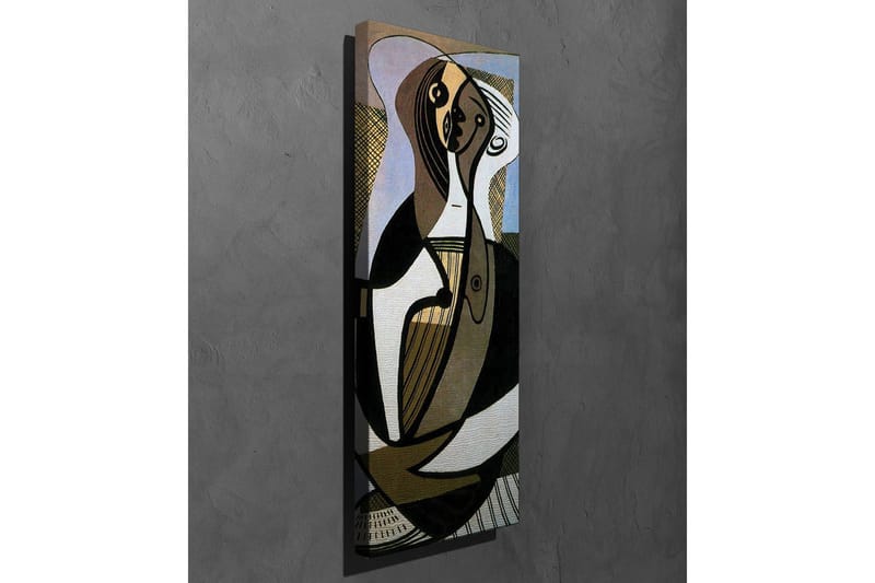 Lærredsbillede - Abstrakt komposition med stiliserede figurer - Sort / Beige / Lyseblå - Boligtilbehør - Billeder & kunst - Billeder på lærred