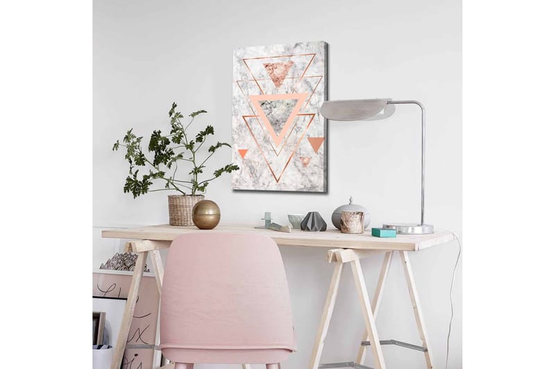 Lærredsbillede - Abstrakt komposition med trekanter i forskellige nuancer - Marmor Hvid / Kobber / Grå - Boligtilbehør - Billeder & kunst - Billeder på lærred
