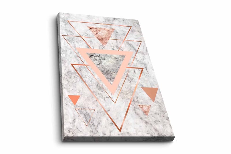 Lærredsbillede - Abstrakt komposition med trekanter i forskellige nuancer - Marmor Hvid / Kobber / Grå - Boligtilbehør - Billeder & kunst - Billeder på lærred