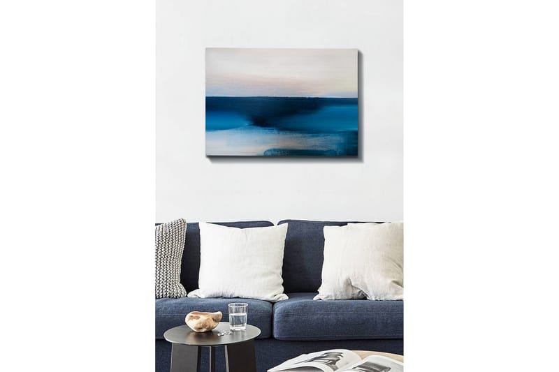 Lærredsbillede - Abstrakt landskab med blå nuancer - Mørkeblå / Lyseblå / Hvid - Boligtilbehør - Billeder & kunst - Billeder på lærred