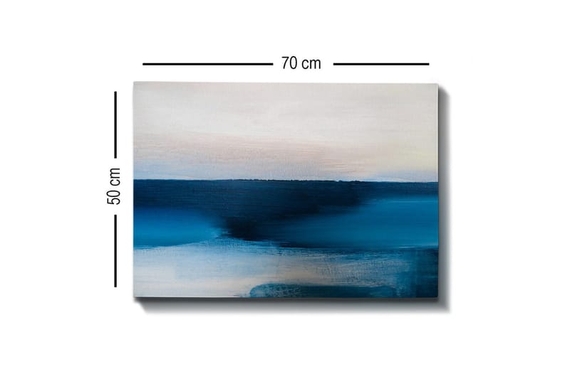 Lærredsbillede - Abstrakt landskab med blå nuancer - Mørkeblå / Lyseblå / Hvid - Boligtilbehør - Billeder & kunst - Billeder på lærred