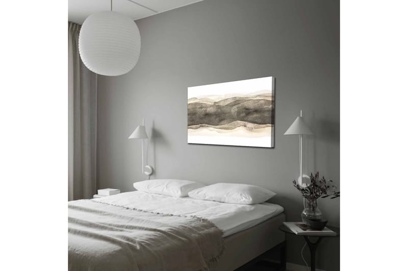 Lærredsbillede - Abstrakt landskab med bløde, bølgede former - Grå / Beige / Hvid - Boligtilbehør - Billeder & kunst - Billeder på lærred