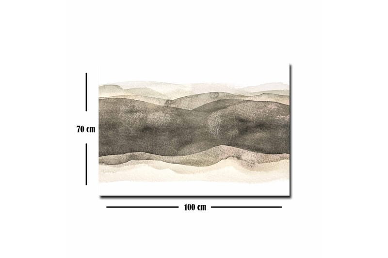 Lærredsbillede - Abstrakt landskab med bløde, bølgede former - Grå / Beige / Hvid - Boligtilbehør - Billeder & kunst - Billeder på lærred