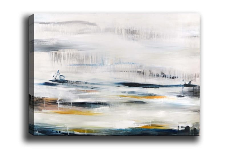 Lærredsbillede - Abstrakt landskab med bløde farveovergange - Blå / Grå / Gul - Boligtilbehør - Billeder & kunst - Billeder på lærred