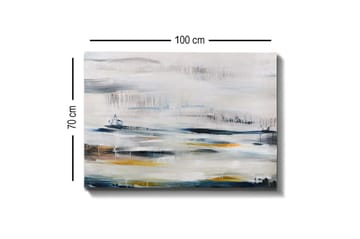 Lærredsbillede - Abstrakt landskab med bløde farveovergange - Blå / Grå / Gul - Boligtilbehør - Billeder & kunst - Billeder på lærred