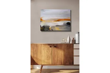 Lærredsbillede - Abstrakt landskab med bløde farveovergange - Grå / Orange / Hvid - Boligtilbehør - Billeder & kunst - Billeder på lærred