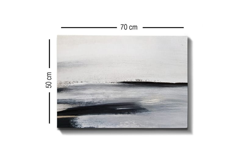 Lærredsbillede - Abstrakt landskab med bløde linjer og grå nuancer - Hvid / Sort / Grå - Boligtilbehør - Billeder & kunst - Billeder på lærred