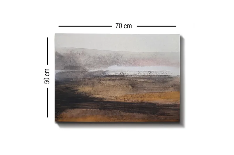 Lærredsbillede - Abstrakt landskab med bløde overgange mellem jordfarver og gråtoner - Grå / Brun / Beige - Boligtilbehør - Billeder & kunst - Billeder på lærred