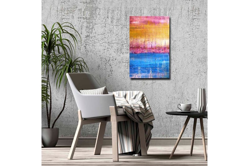 Lærredsbillede - Abstrakt landskab med farveovergange i himmelske toner - Guld / Pink / Blå - Boligtilbehør - Billeder & kunst - Billeder på lærred