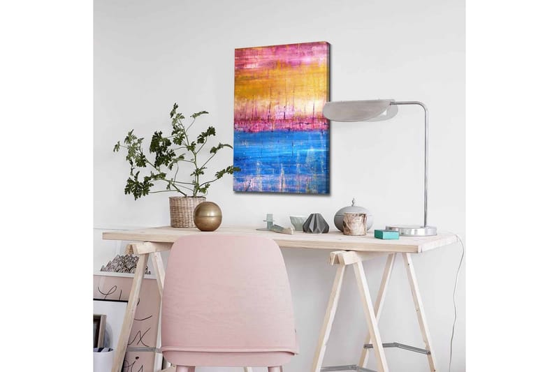 Lærredsbillede - Abstrakt landskab med farveovergange i himmelske toner - Guld / Pink / Blå - Boligtilbehør - Billeder & kunst - Billeder på lærred
