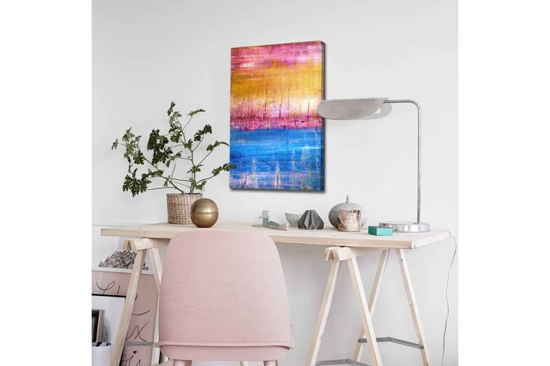 Lærredsbillede - Abstrakt landskab med farveovergange i himmelske toner - Guld / Pink / Blå - Boligtilbehør - Billeder & kunst - Billeder på lærred