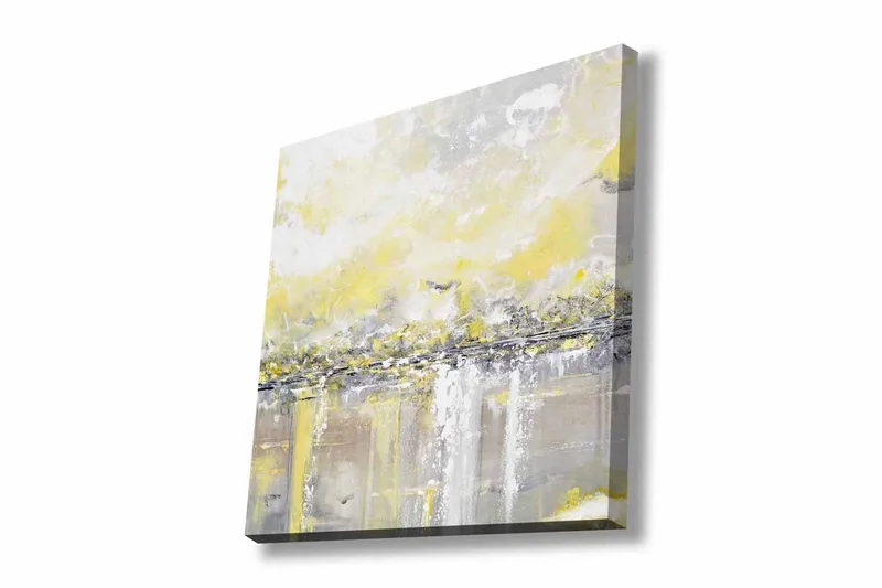 Lærredsbillede - Abstrakt landskab med klare nuancer af gul og grå, Gul / Grå