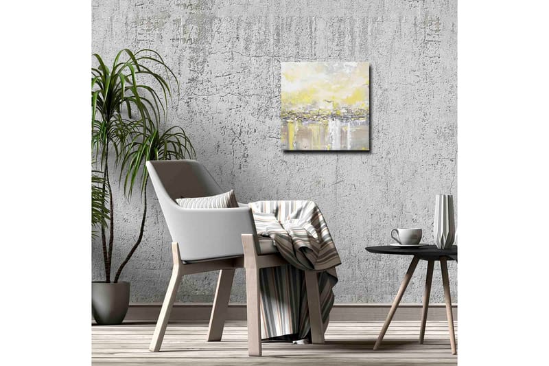 Lærredsbillede - Abstrakt landskab med klare nuancer af gul og grå - Gul / Grå - Boligtilbehør - Billeder & kunst - Billeder på lærred