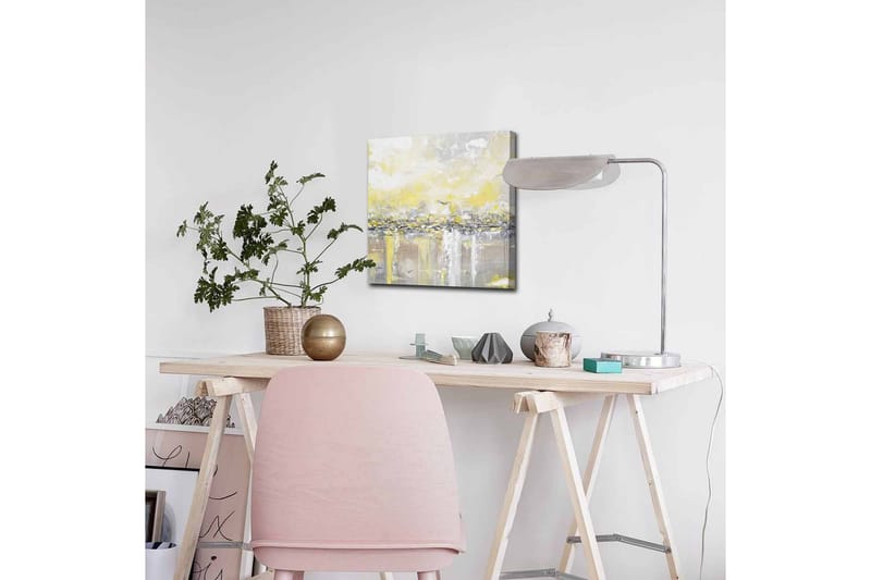 Lærredsbillede - Abstrakt landskab med klare nuancer af gul og grå - Gul / Grå - Boligtilbehør - Billeder & kunst - Billeder på lærred