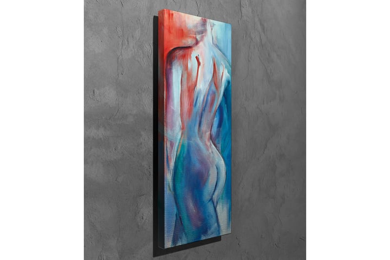 Lærredsbillede - Abstrakt nøgen figur med bløde linjer og farveovergange - Rød / Blå / Hvid - Boligtilbehør - Billeder & kunst - Billeder på lærred