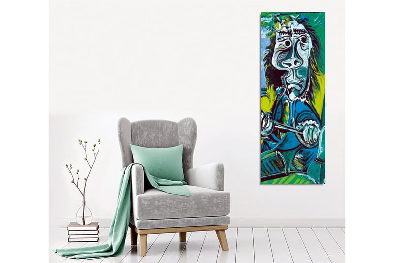Lærredsbillede - Abstrakt portræt af en mand med instrumenter - Grøn / Blå / Sort - Boligtilbehør - Billeder & kunst - Billeder på lærred