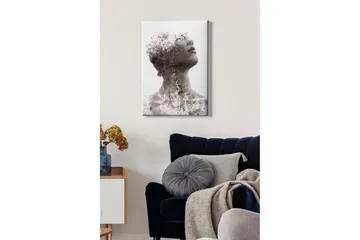 Lærredsbillede - Abstrakt portræt med fragmenteret ansigtsstruktur - Grå / Sort - Boligtilbehør - Billeder & kunst - Billeder på lærred
