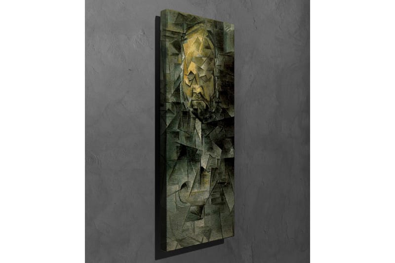 Lærredsbillede - Abstrakt portræt med geometriske former - Mørkegrøn / Gul / Grå - Boligtilbehør - Billeder & kunst - Billeder på lærred