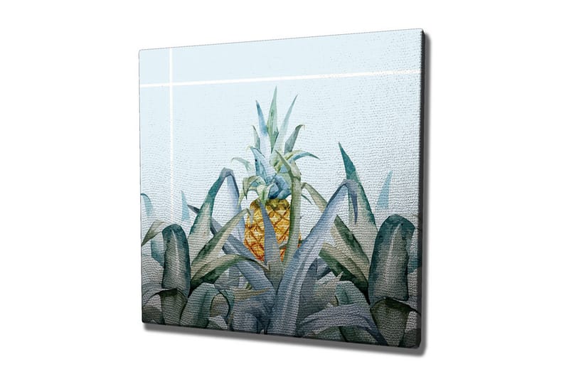 Lærredsbillede - Ananas omgivet af grønne planter, Grøn / Gul / Blå